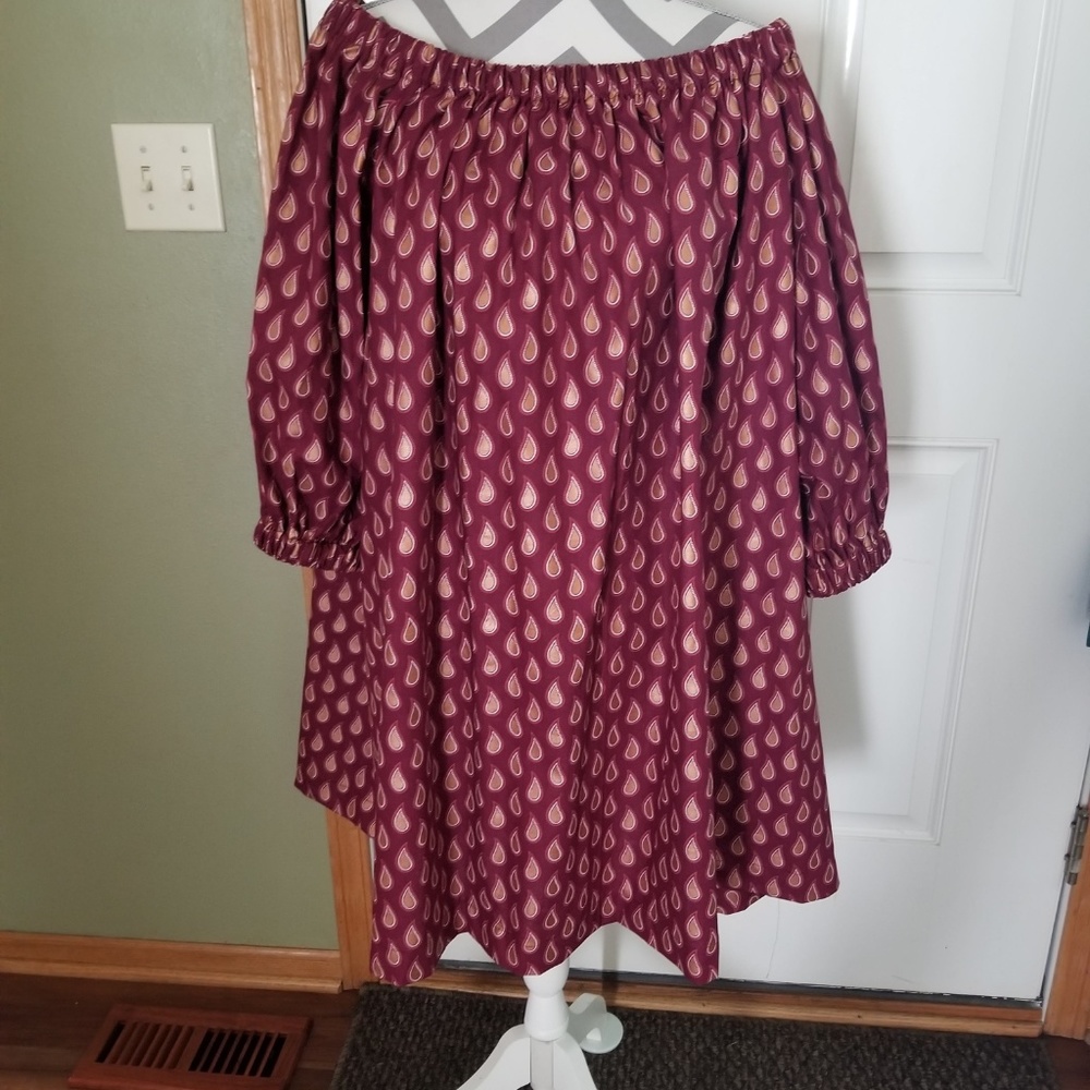 Flower Burst Rust Print Mini Off Shoulder Dress XL